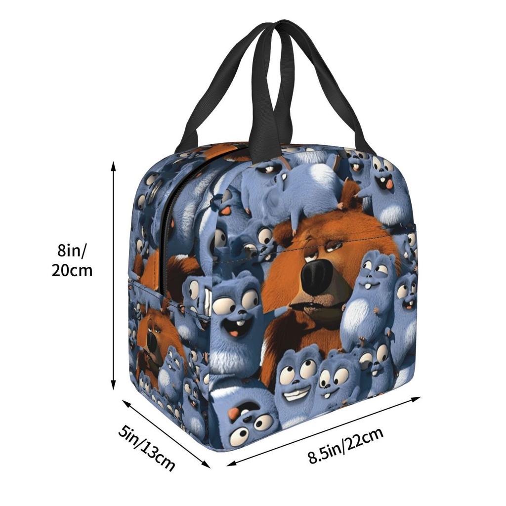 Grizzy And The Lemmings Cartoon Thermal Insulated Lunch Bags for Office Reusable Food Bag Container Cooler Thermal Food Box