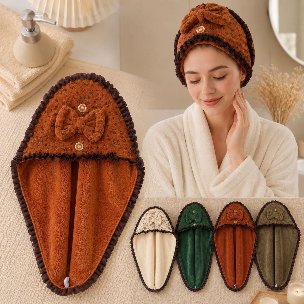 Coral Fleece Hair Towel Wrap Absorbent Shower Cap New Bow Dry Hair Cap  For Bathroom,washing Hair