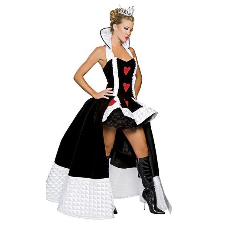 Costume Sexy Reine de Cœur Femme Adulte Alice au Pays des Merveilles Fête d'Halloween Cosplay Déguisement Sorcière Vampire Diable