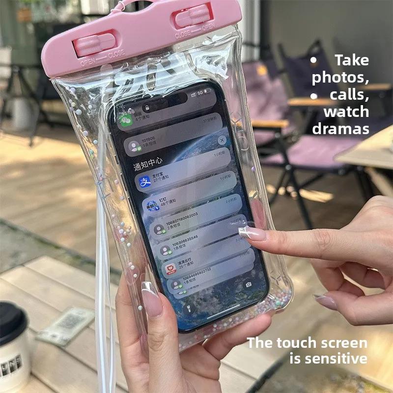 Cartoon Anti Sinking Air Waterproof Phone Bag Pouch for Apple IPhone Xiaomi Samsung Swimming Drifting Cute Touchable Lanyard