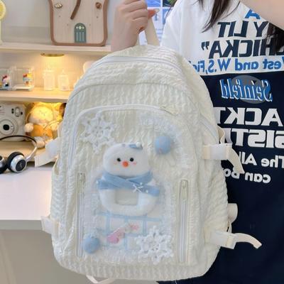 High Value, Fresh and Cute Snowflake Snowman Backpack, Grade 3-6 Backpack for Female Primary and Secondary School Students