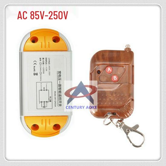 220V Wireless Single-Way Light Controller with Peach Wood 2-Button Remote