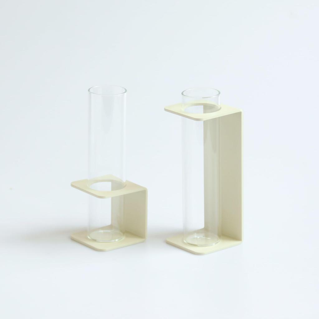 [Made In Tsubame-Sanjo] TETSUNAGI C & C Long Flower Vase Set, Single Flower Vase, Steel and Glass Test Tube, Mini, Made In Japan, Interior Decor,