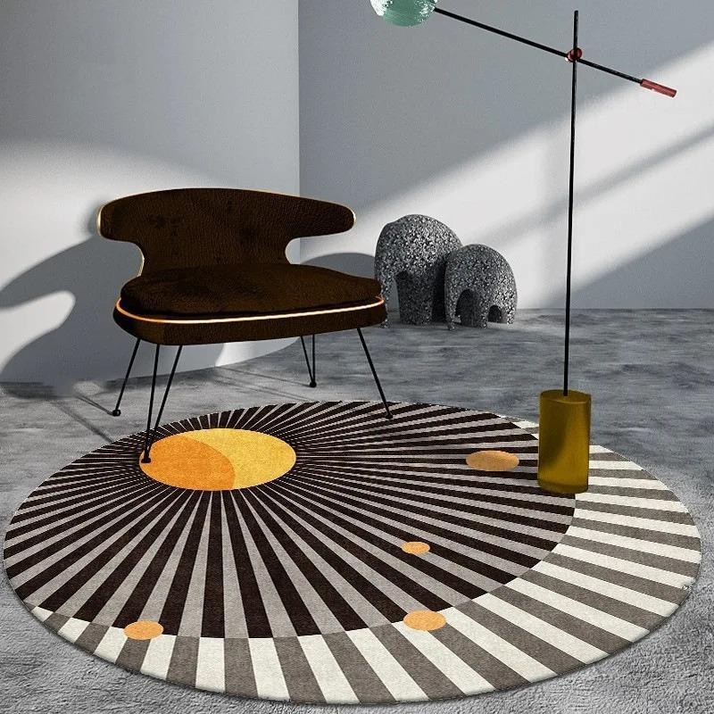 Round Carpet Soundproof Dirty-resistant Rug Office Computer Swivel Chair Rocking Table Study Bedroom Mat Retro Home Decoration