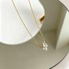 18K Gold Six-Prong Diamond Pendant Necklace - Elegant Summer Clavicle Chain for Women
