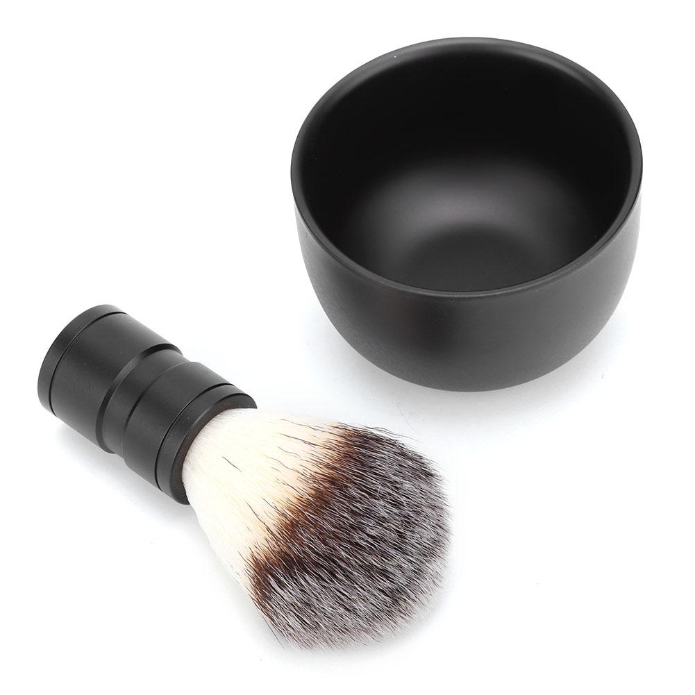 Men Stainless Steel Shaving Soap Bowl Soft Hair Brush Beard Cleaning Tool KitsSuit