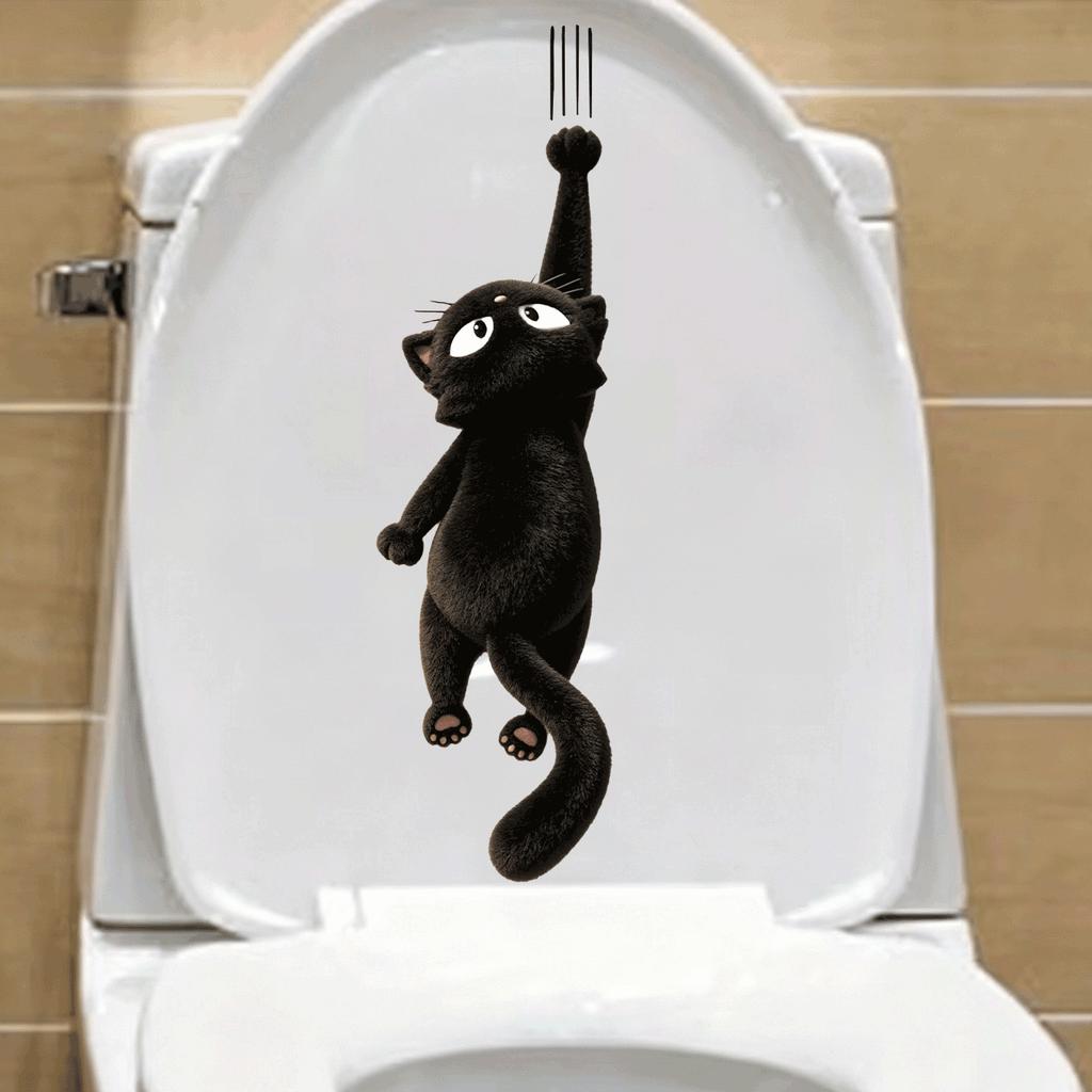 Black Cat Toilet Cover Decorative Sticker - Bathroom Toilet Cover Decorative Sticker