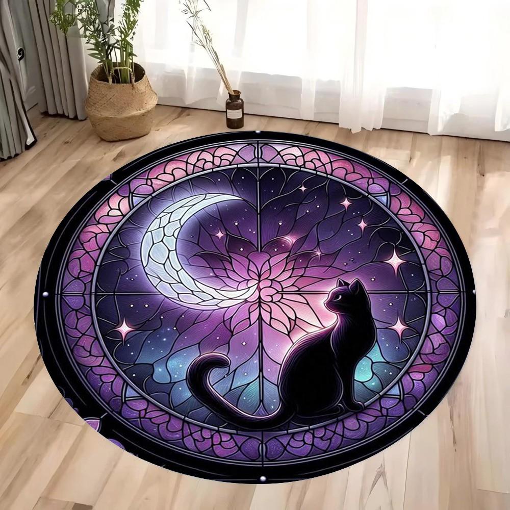 Tarot Cards of The Twelve Constellations Round Floor Mat  Non-Slip Play Rug Kids' Room Bedroom Living Space Decoration