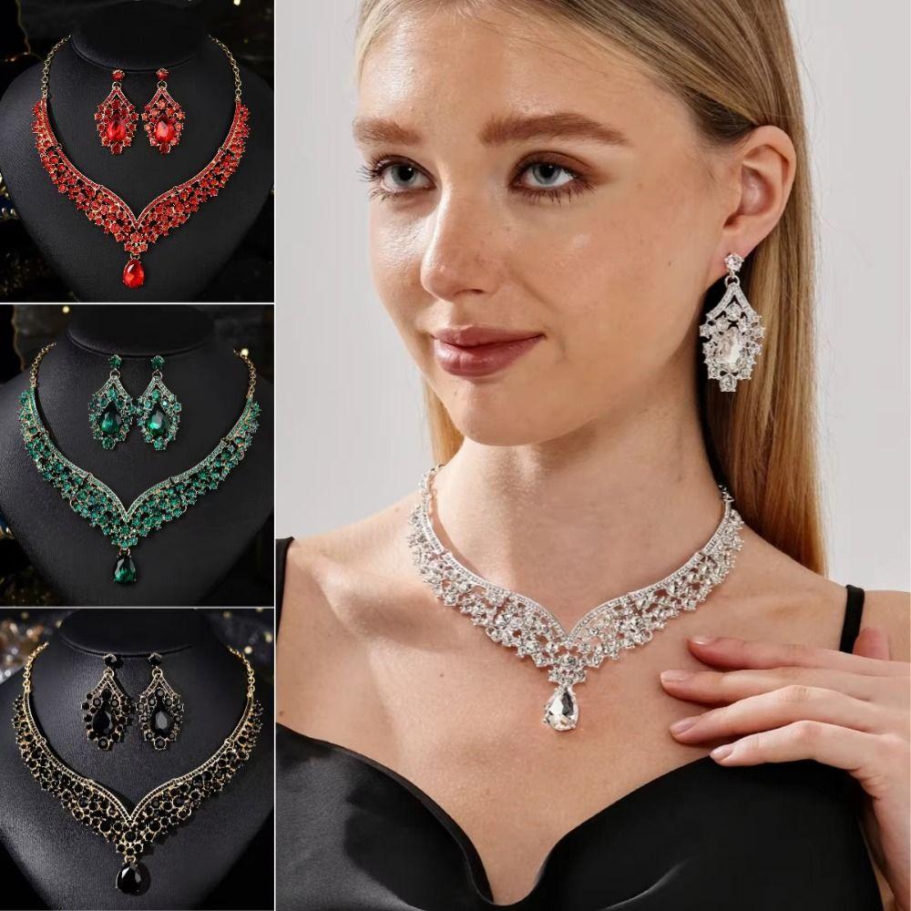 V-Necklace Women's Jewelry Set Baroque Bridal Jewelry Set Rhinestone Jewelry Set Outfit Accessory