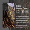 Creative Black Golden Scale Texture Printed Tempered Glass Phone Case for Samsung Galaxy A56 A55 A54 A53 A52 A36 A16 A14 Covers