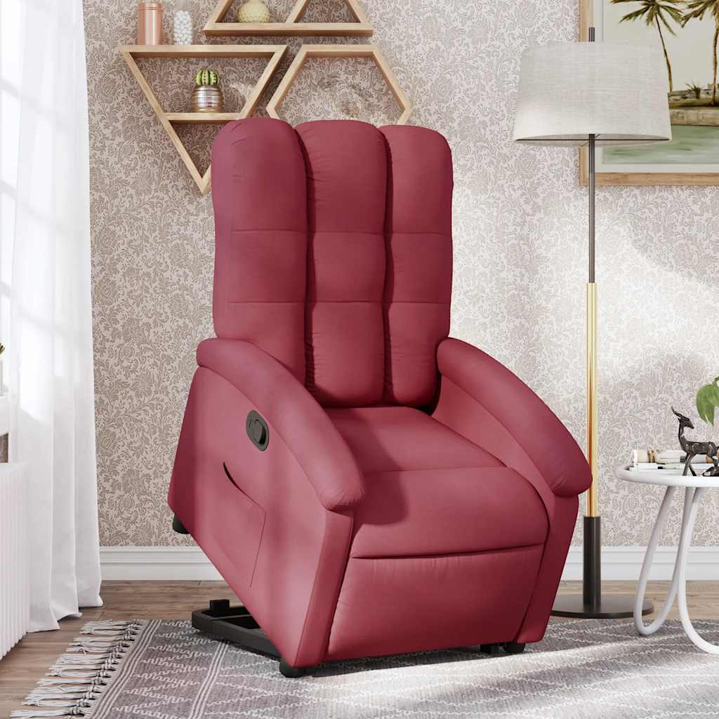 Recliner Chair with Rising Function Burgundy Fabric