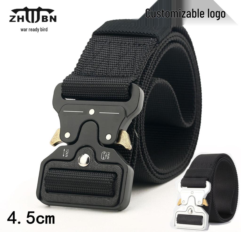 4.5cm Men's Nylon Tactical Belt for Outdoor Sports and Military Training, Customizable Logo