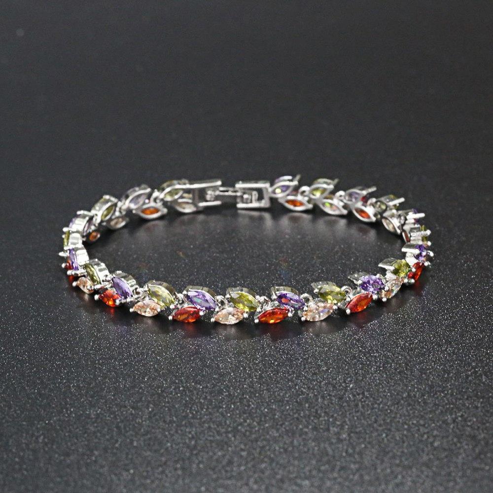 Colorful Crystal Willow Leaf Bracelet Women'S Niche Design Bracelet Bracelet Jewelry Zircon