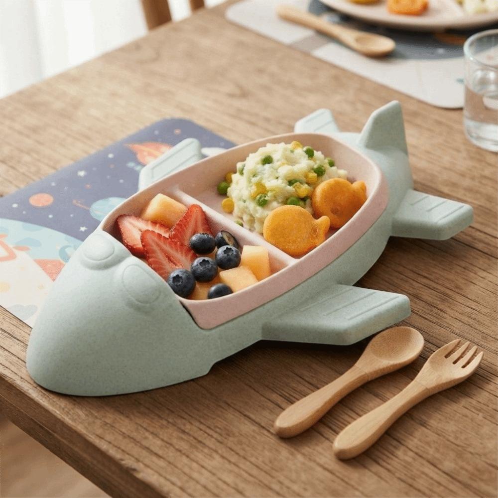 Divided Airplane-Shaped Children's Plate Cartoon Food Dish Household Food Tray Preschool