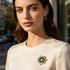 Flower Brooch Pin for Women, Rhinestones Inlaid Brooch Pin for Dress, Coat, Shawl Gift for Mother, Wedding