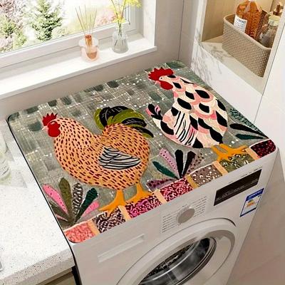 1Pcs Rubber Drying Mat With Retro Chic Chicken Print For Coffee Shop Kitchen Carpet Tableware Durable Diatom Mud Table Mat Pet Mat Coffeeware