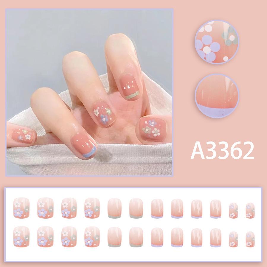 Cute Pink Cartoon Flower Whitening Nail Stickers - 24 Wearable Pieces