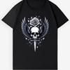 Skull Wings Rose Dagger Graphic T-Shirt - Unisex Gothic Streetwear Tee