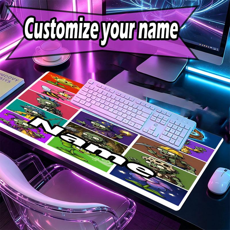 Custom Name Personalized Plants vs. Zombies Pattern Mousepad, Laptop PC Desk Mat, Decorative Desk Mat for Home Keyboard Pad Gift