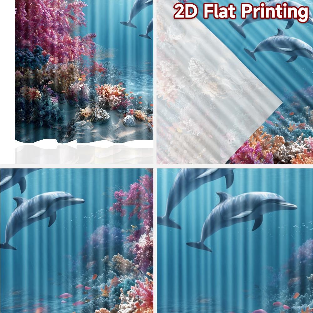 2pcs   2D FLAT PRINTING Curtains (Without Rod) Ocean Harmony(2) Christmas holiday curtains with digital printing Versatile