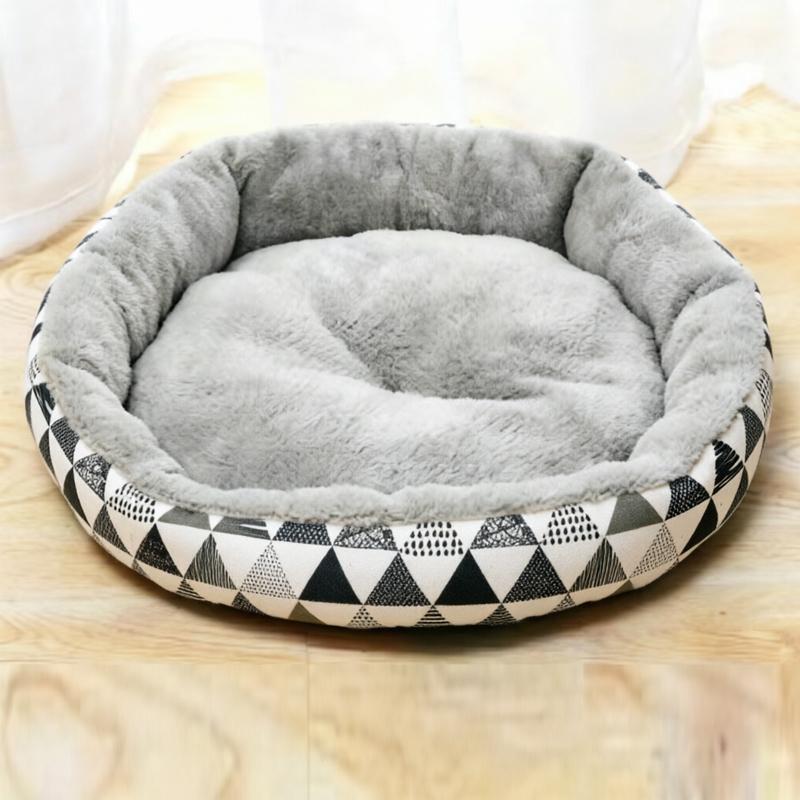 Cute Printed Cat Nest, Round Enclosed Warm Pet Nest, Suitable for All Seasons, Small Dog Nest