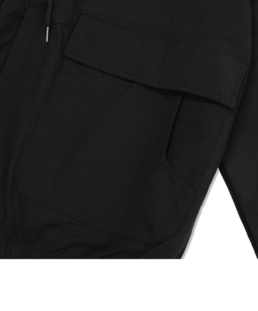 Andagain Utility Layered Pocket Two-Way Zip-Up (Black