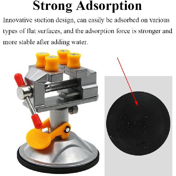 TopHomer Silver Nailed Vise Mini Bench Vise 360 Degree Suction Vise Small Table Vice Clamp Workbench Vise for Jewelry Making DIY Wood Craft Carving