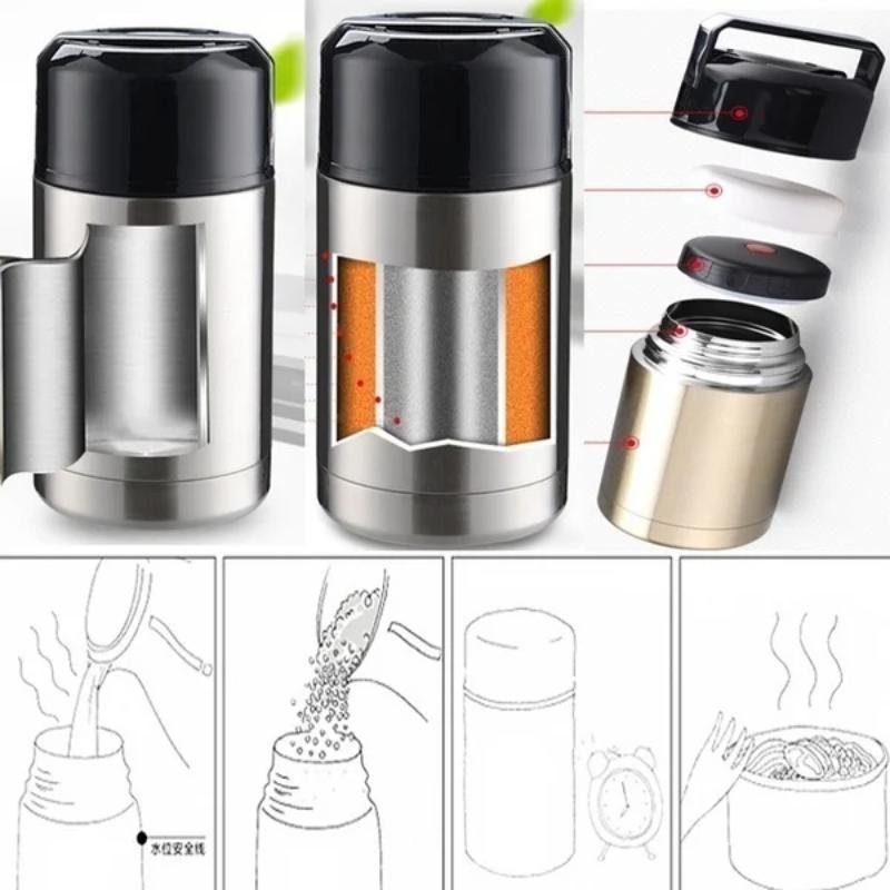 1Pc Large Capacity 800ML/1000ML Thermos Lunch Box Portable Stainless Steel Food Soup Containers Vacuum Flasks Thermocup