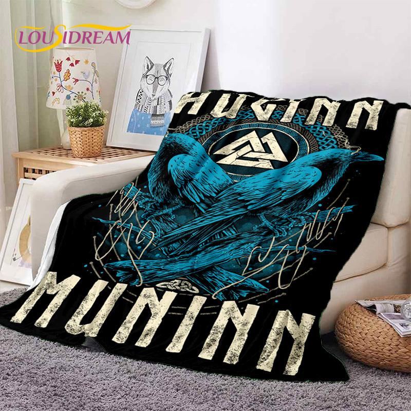 Nordic Viking Odin Valhalla Valknut Soft Blankets,Keep Warm Throw Blanket Comfortable Blanket for Picnic Beds Sofa Home Bedroom