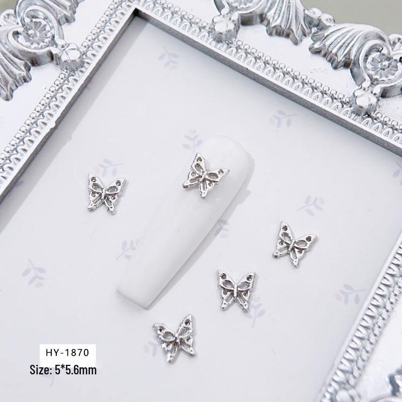 Elegant 3D White Butterfly Nail Art Accessories with Rhinestone Bows