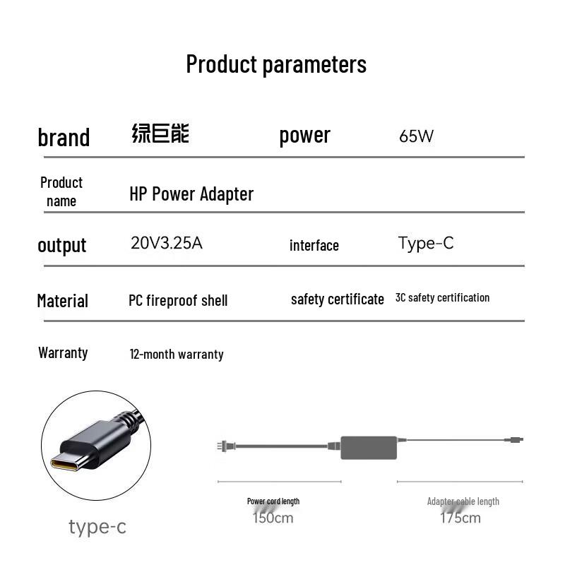 llano 65W Type-C Laptop Charger for HP