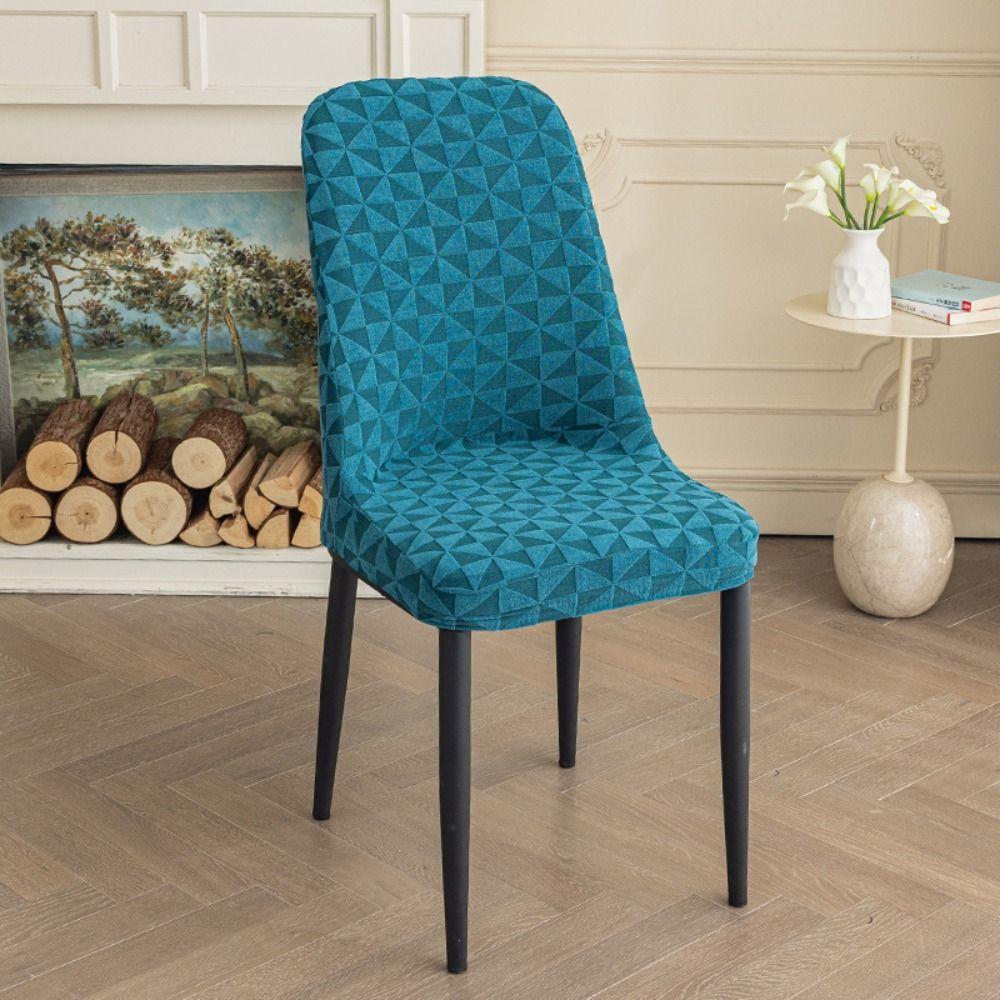 Elastic Curved Seat Cover Soft Chair Protective Case Jacquard Arc Chair Cover Hotel