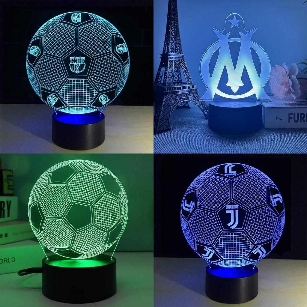 Modern Creative 3d Night Light For Football Clubs Usb Desk Lamp With Colorful Designs