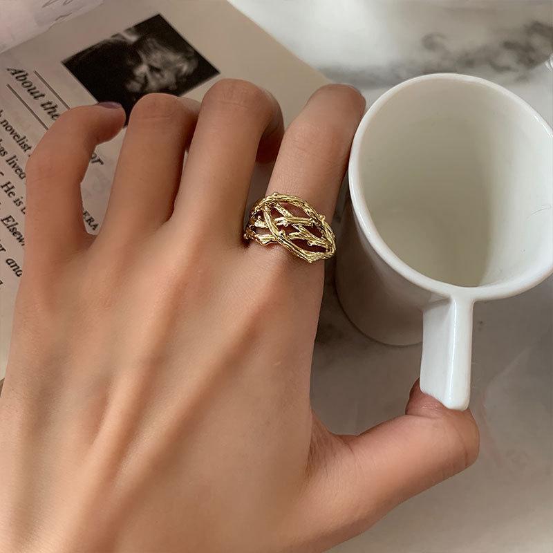 Korean Retro Branch Bracelet  Open Ring Set - Women s Trendy Hip Hop Accessories