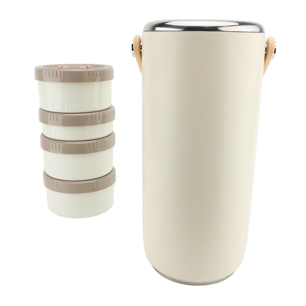 Vacuum Insulated Food Jar 3.4L Stainless Steel Wide Mouth Portable Sealed Leakproof Hot Food Container for Working White