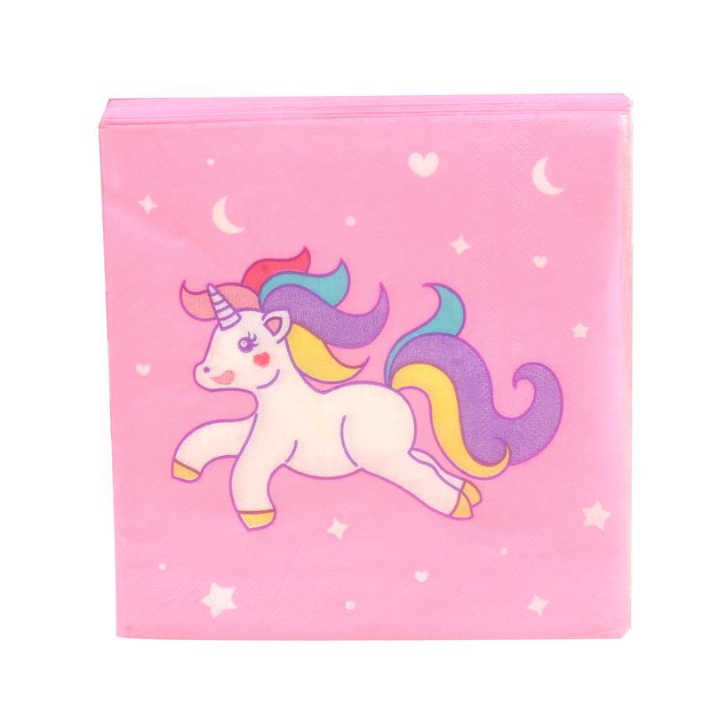 Unicorn and Floral Paper Napkin Set with Placemats and Cups for Weddings and Parties.