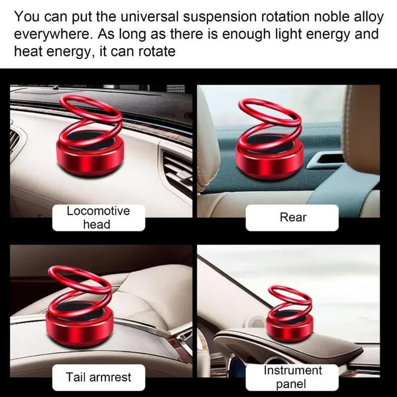 Solar Energy Double Ring Aroma Diffuser Solar Powered Car Air Freshener Rotating Suspension Car Decoration Accessories with Aroma Tablet