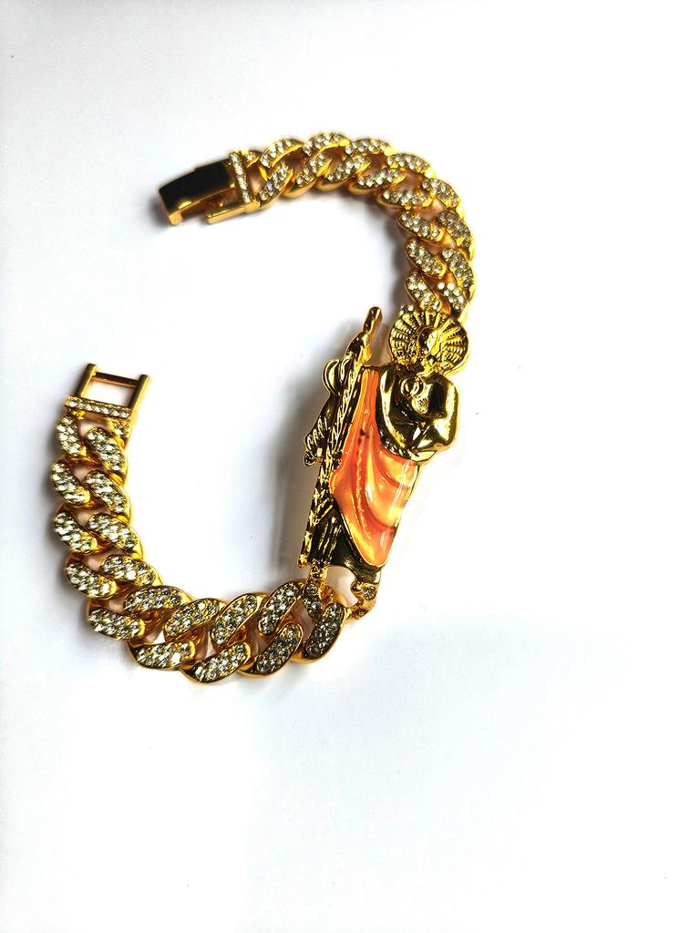 New European and American Hip-hop Trend Men's Style Diamond Studded Chain Religious Saint Judas Accessories Personalized Splicing Saint Judas Bracelet