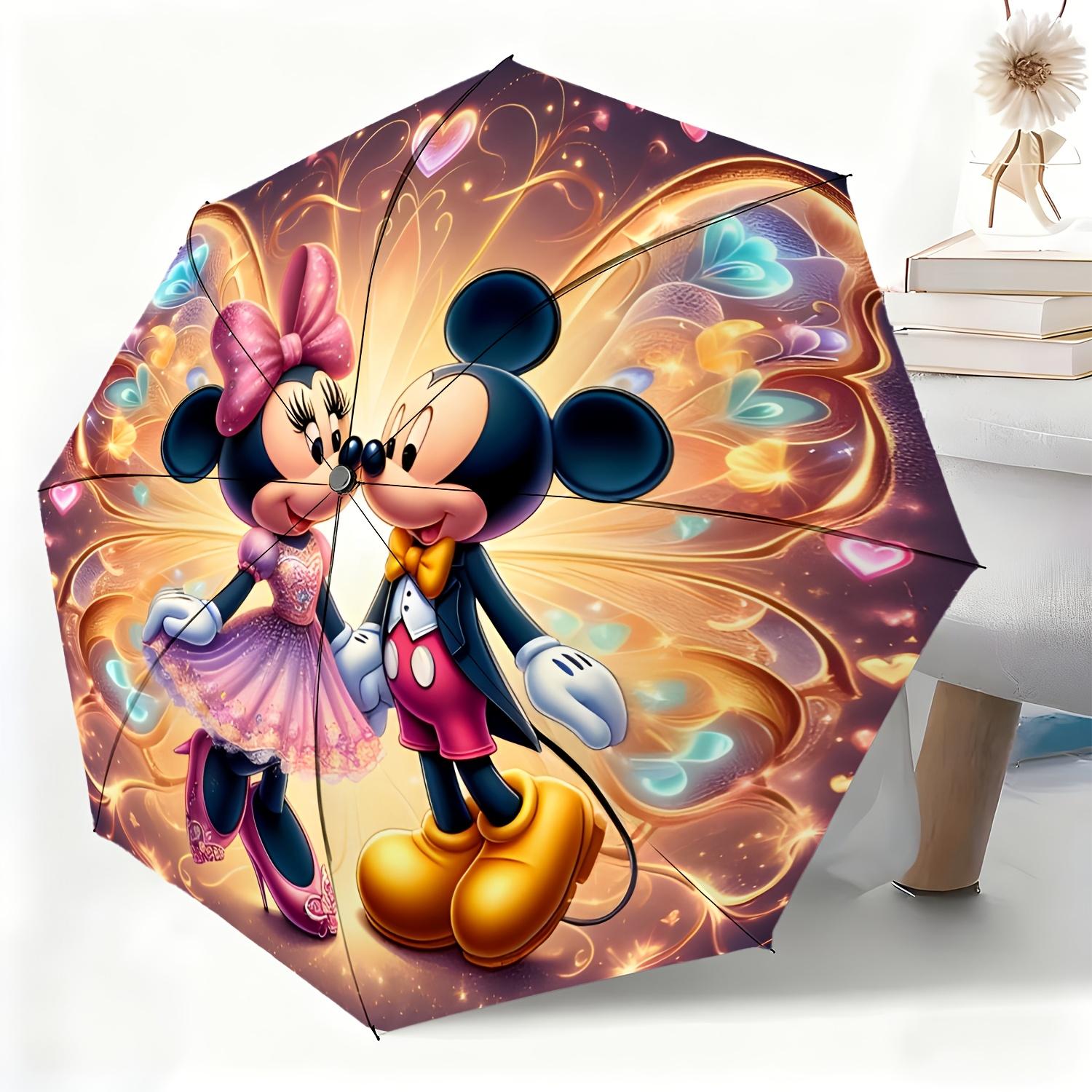 

A Disney-Authorized Mickey And Minnie Themed Automatic Umbrella, Suitable for All Occasions As a Dual-Purpose Sun And Rain Umb (as the picture,Iron&8K)