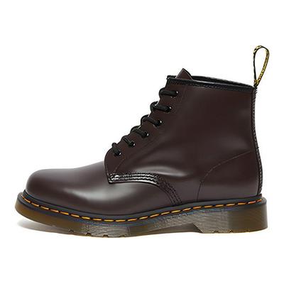 Leather Vintage Glossy 6-Hole Short Mid-Calf Boots Unisex Boots Deep-Red 27282626