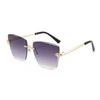 Fashion Rimless Square Metal Sunglasses UV400 Gradient Vintage Trend Eyewear for Women Men High Quality Brand