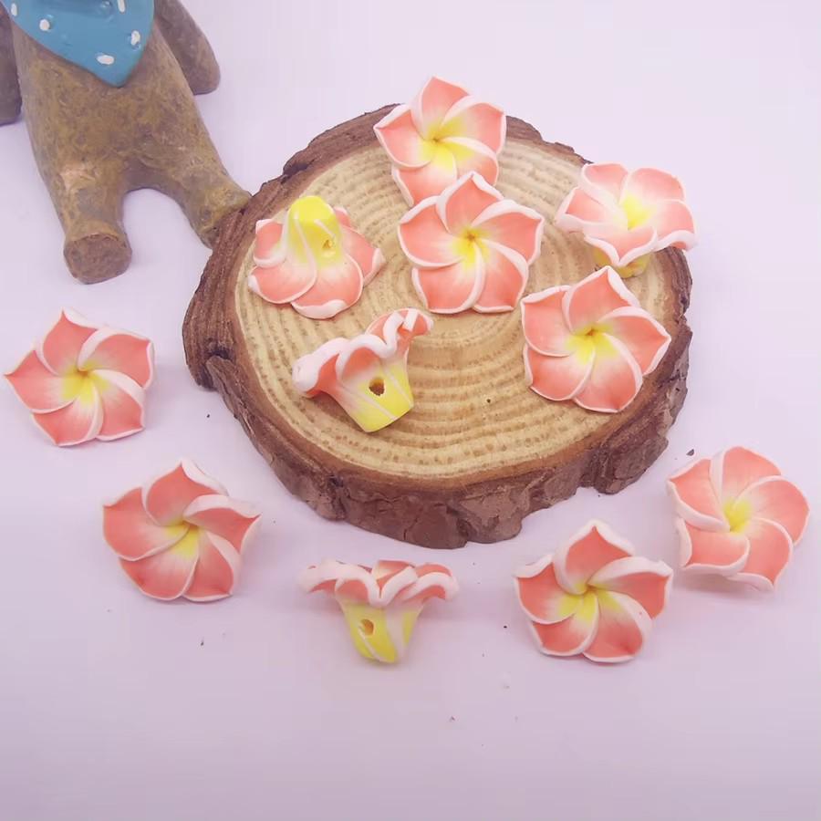 15mm Polymer Clay Plumeria Egg Flower Beads for DIY Bracelet and Necklace Jewelry Making