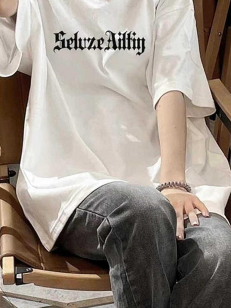 Plus-Size Trendy American Cotton Summer T-Shirt for Women – Loose, Hip-Hop Style, Short-Sleeved Top for Students