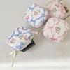 Cute Bow Flower Quilting Cotton Makeup Bag Portable Travel Small Item Bag Sanitary Napkin Makeup Small Fashionable Cosmetic Case