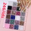 1Box 3D Colorful Round Nail Art Rhinestones Flatback Galss Diamond Gems Jewelry Nails Charms DIY Makeup Manicure Accessories &*1