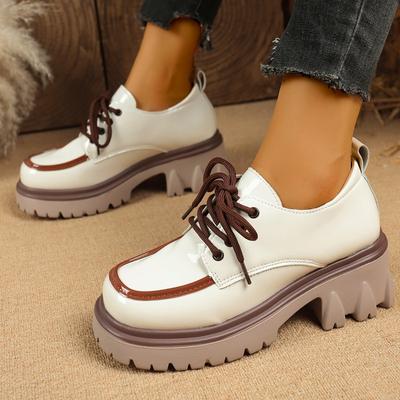 2026 Autumn and Winter New Women's Spring and Autumn Patent Leather Single Shoes Block Heel Platform Heightening Loafers