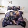Lion of Judah 2 Timothy 1:7 Bible Verse Bedding Set (1 Duvet Cover, 2 Pillowcases, Duvet Not Included), Cosmic Gold Lion Scripture Art Print