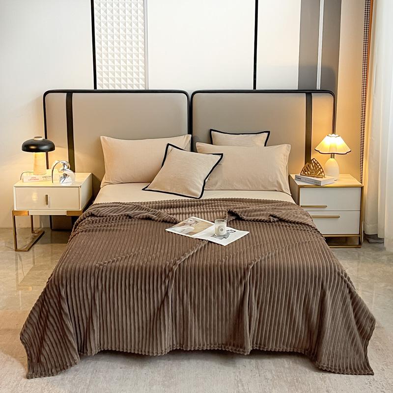 Gray Striped Autumn Throw Blanket Soft Solid Color Winter Bedroom Warm Bed Blanket Home Hotel Travel Portable Blankets Full Size