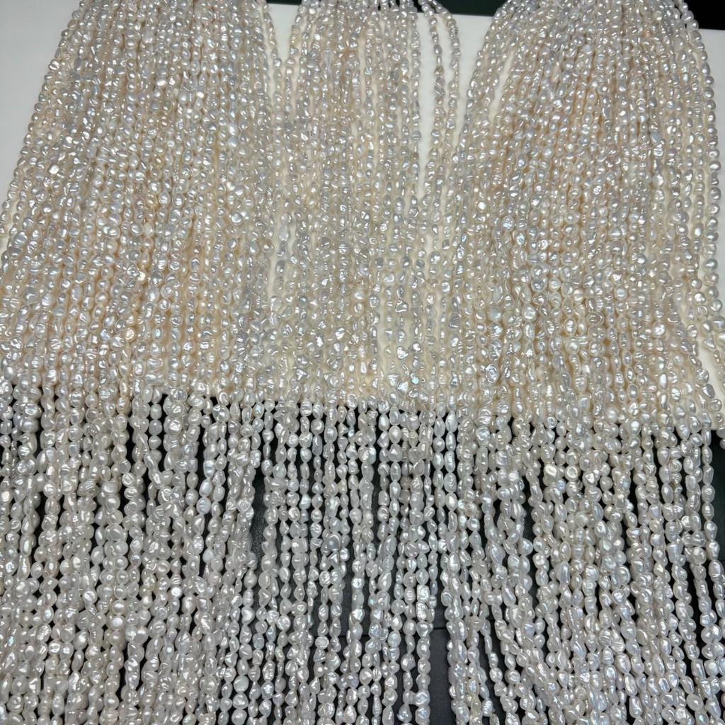 Collier de perles d'eau douce Keshi 5-6 mm avec fil semi-fini baroque irrégulier
