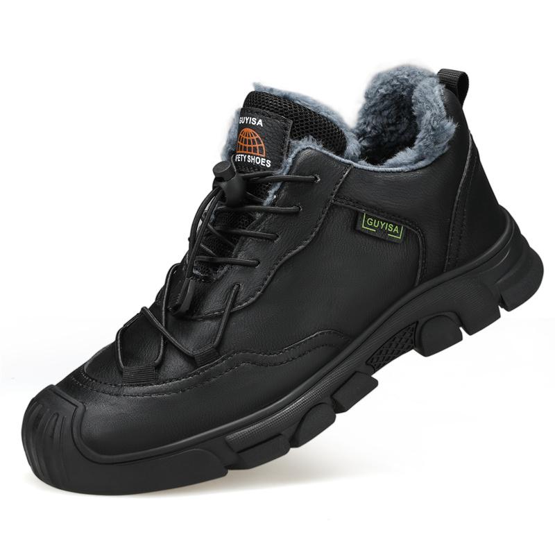 Black Leather Work Safety Shoes Waterproof Indestructible Steel Toe Cap Labor Shoes For Men Breathable Anti Smashing Sneakers